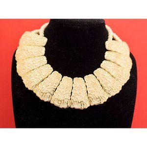 Victorian Style Gold Tone Strand Bib Necklace 16 Inches F19